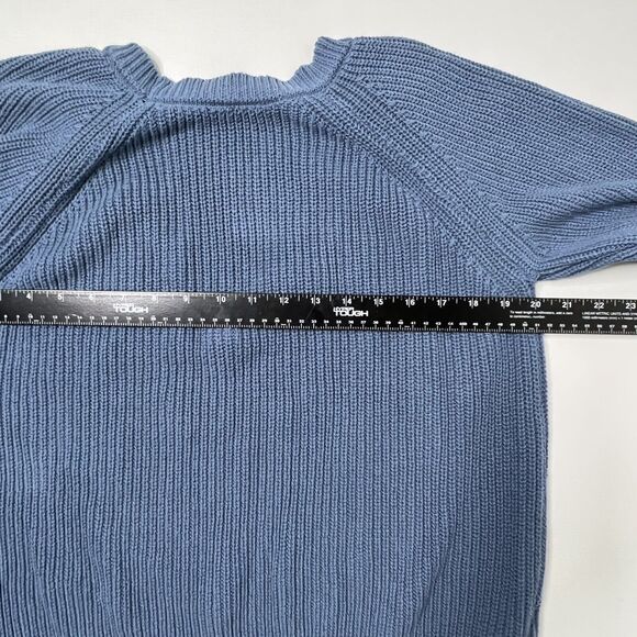 Lulu's Just For You Backless Knit Pullover Sweater V Back Blue Oversize Size M - Picture 3 of 7